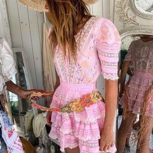 LoveShackFancy Quincy Dress in Pink Tulip Sz XS